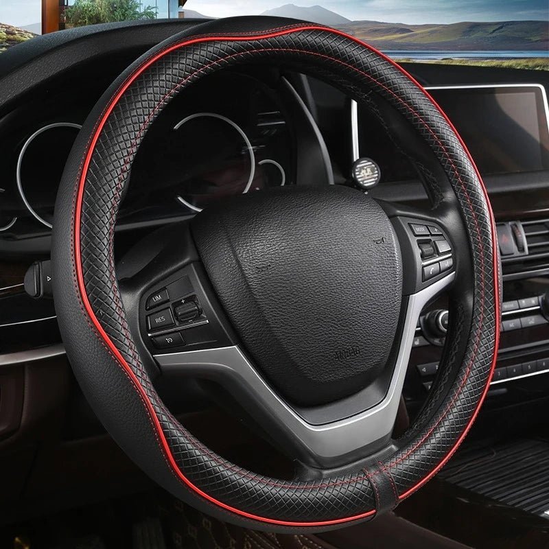 Car Steering Wheel Cover, Anti - Slip, Safety, Soft, Breathable, Heavy Duty, Thick, Full Surround, Sports Style - Itzyeshop