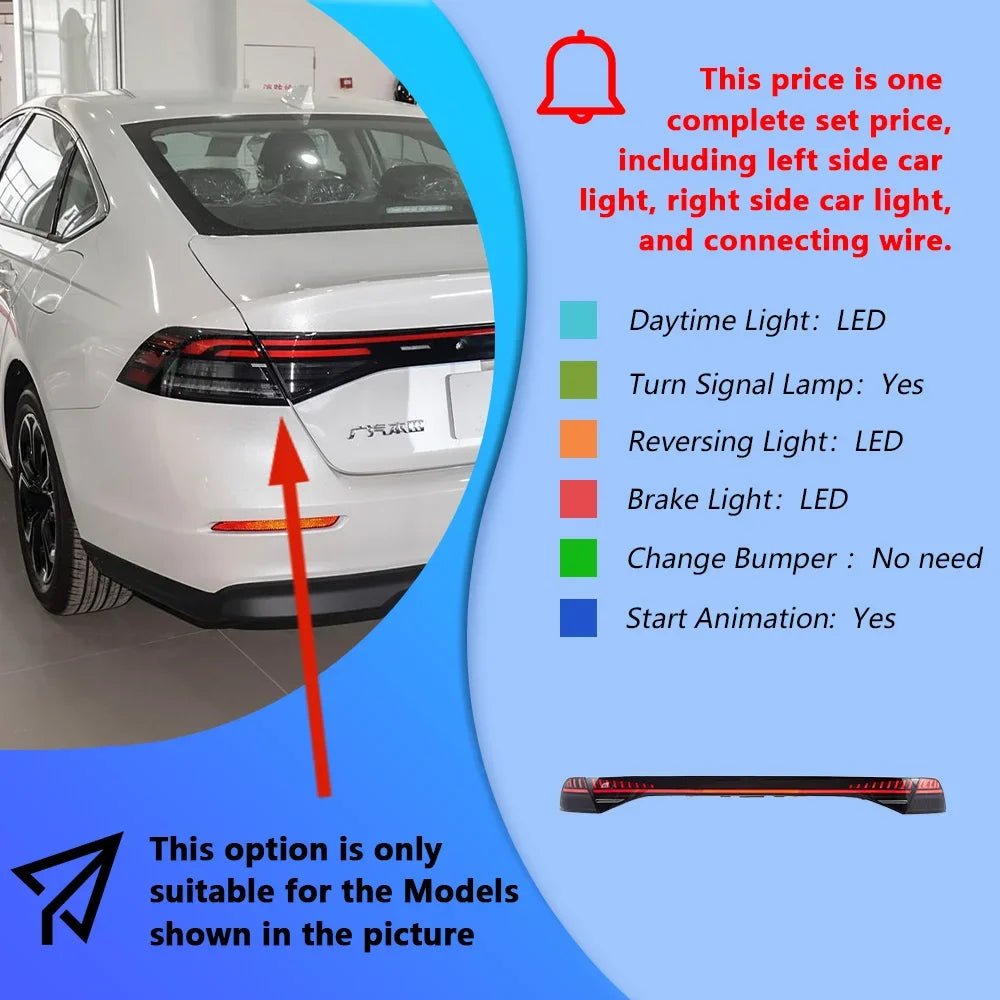 Car Taillights Assembly For Honda Accord 2023 - 2025 Auto Back Lamps Upgrade LED Dynamic Through Taillights Tools Accessories - Itzyeshop