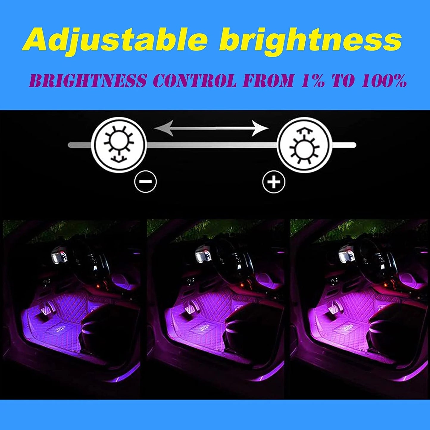 Multi - Color Strip Lights with App Control, Smart Interior 48 LED Car Lights with Music Mode, USB Powered under Dash Interior Lights for Cars, Suvs, 4 Pcs - Itzyeshop