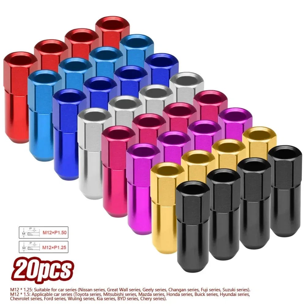 20PCS 60mm M14*1.5 Wheel Nuts New Racing Lug Nuts Screw Aluminum Tuner Racing Lug Wheel Nuts Screw Anodized Wheel Bolts - Itzyeshop