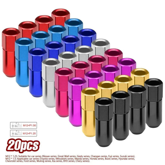 20PCS 60mm M14*1.5 Wheel Nuts New Racing Lug Nuts Screw Aluminum Tuner Racing Lug Wheel Nuts Screw Anodized Wheel Bolts - Itzyeshop