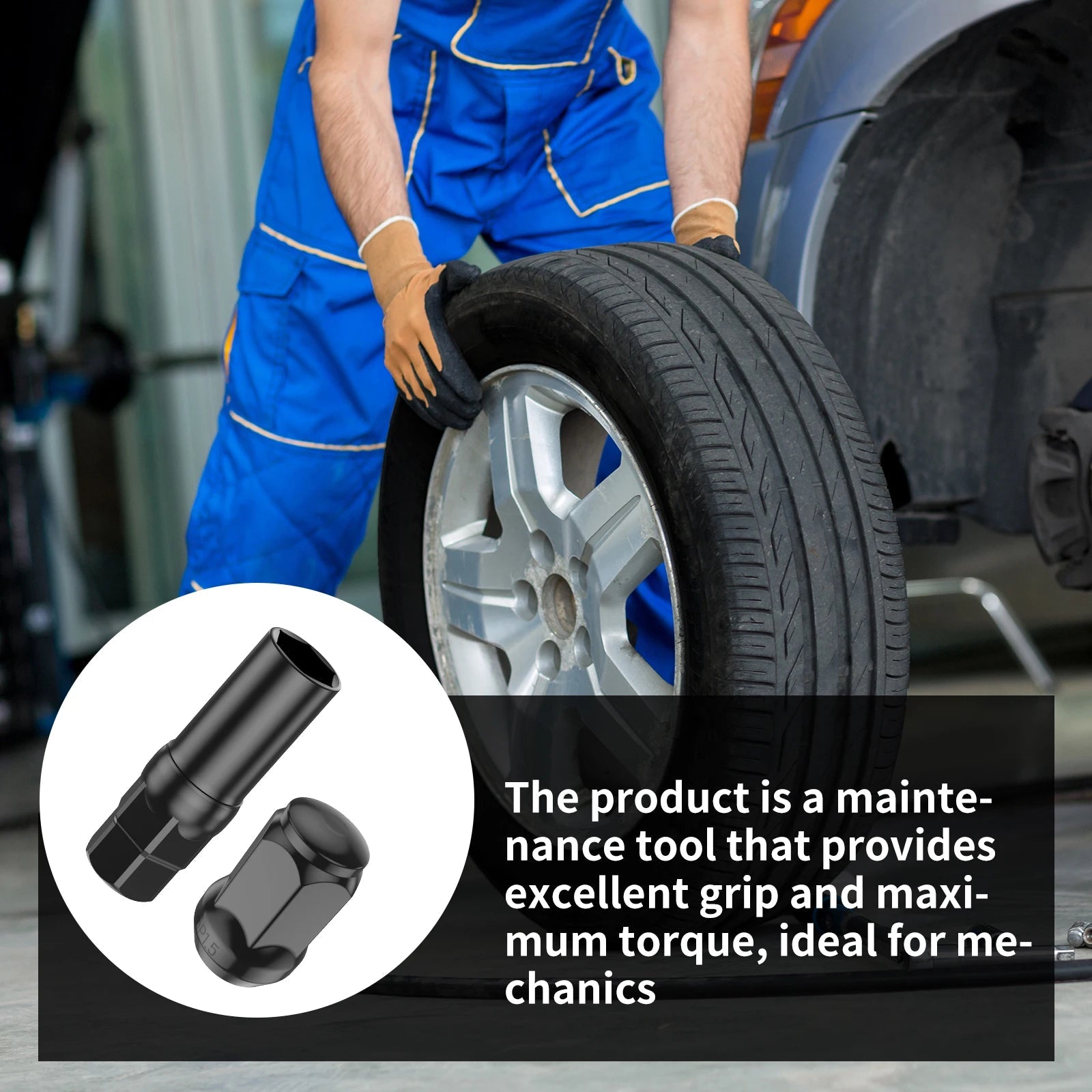 20Pcs Car Wheel Lug Nuts 12mm Cold Forged Steel Black Thread Wheel Lug Nuts Set with 1 Socket Rustproof Sturdy Car Wheel Lug - Itzyeshop