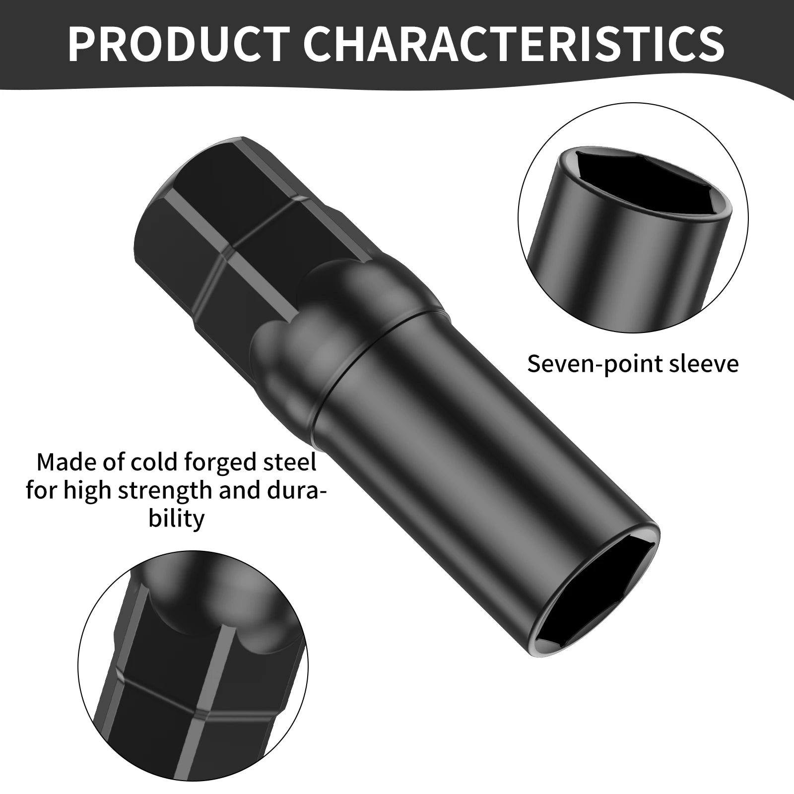 20Pcs Car Wheel Lug Nuts 12mm Cold Forged Steel Black Thread Wheel Lug Nuts Set with 1 Socket Rustproof Sturdy Car Wheel Lug - Itzyeshop