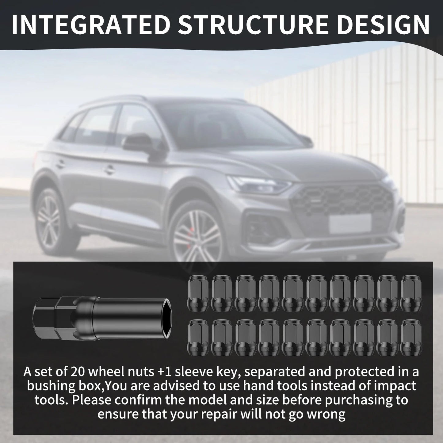 20Pcs Car Wheel Lug Nuts 12mm Cold Forged Steel Black Thread Wheel Lug Nuts Set with 1 Socket Rustproof Sturdy Car Wheel Lug - Itzyeshop