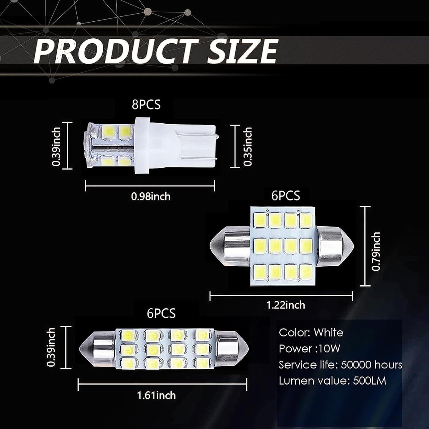20X Luces Led Para Interior De Carro Coche Luz Del Maletero Placa Bombilla Led - Itzyeshop
