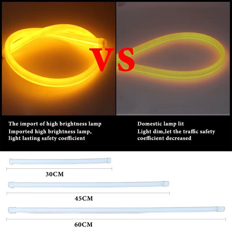 2Pcs Led Light Strip 30/45/60Cm LED Daytime Running Lights Car Signal Lights Headlights Decorative Light Strip Indicator Light - Itzyeshop