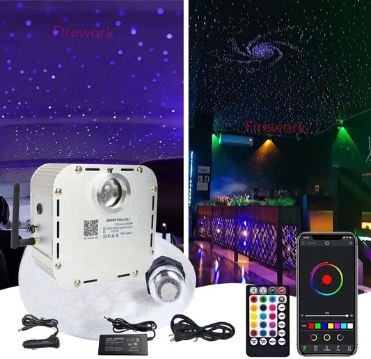 32W Twinkle Starlight Headliner Kit, 550Pcs 0.03In 13.1Ft/4M Fibre Optic Lights Star Ceiling Light, RGBW Sound Sensor Light Source with Music+App+Remote Control for Home & Car Ceiling Headliner Décor - Itzyeshop