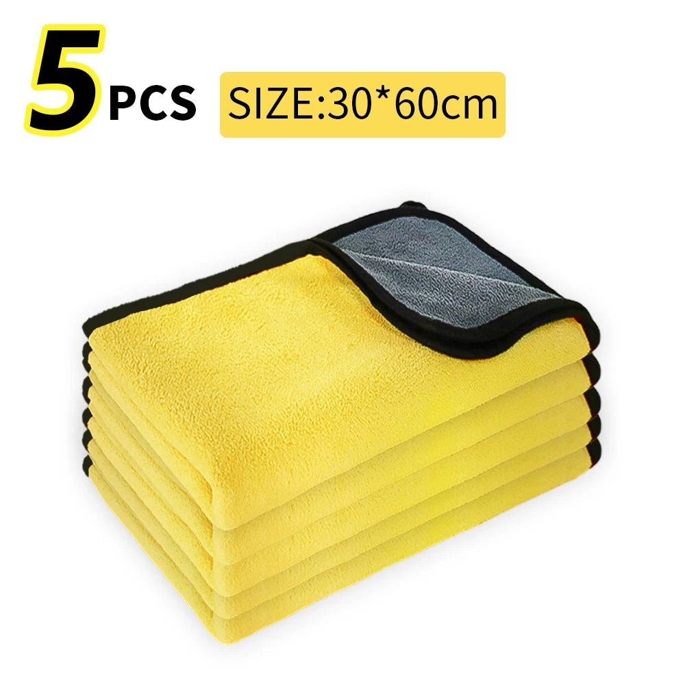 3/5/10Pcs Car Wash Microfiber Towel 30x30/60CM Car Cleaning Drying Cloth Hemming Car Care Cloth Detailing Car Wash Towel - Itzyeshop