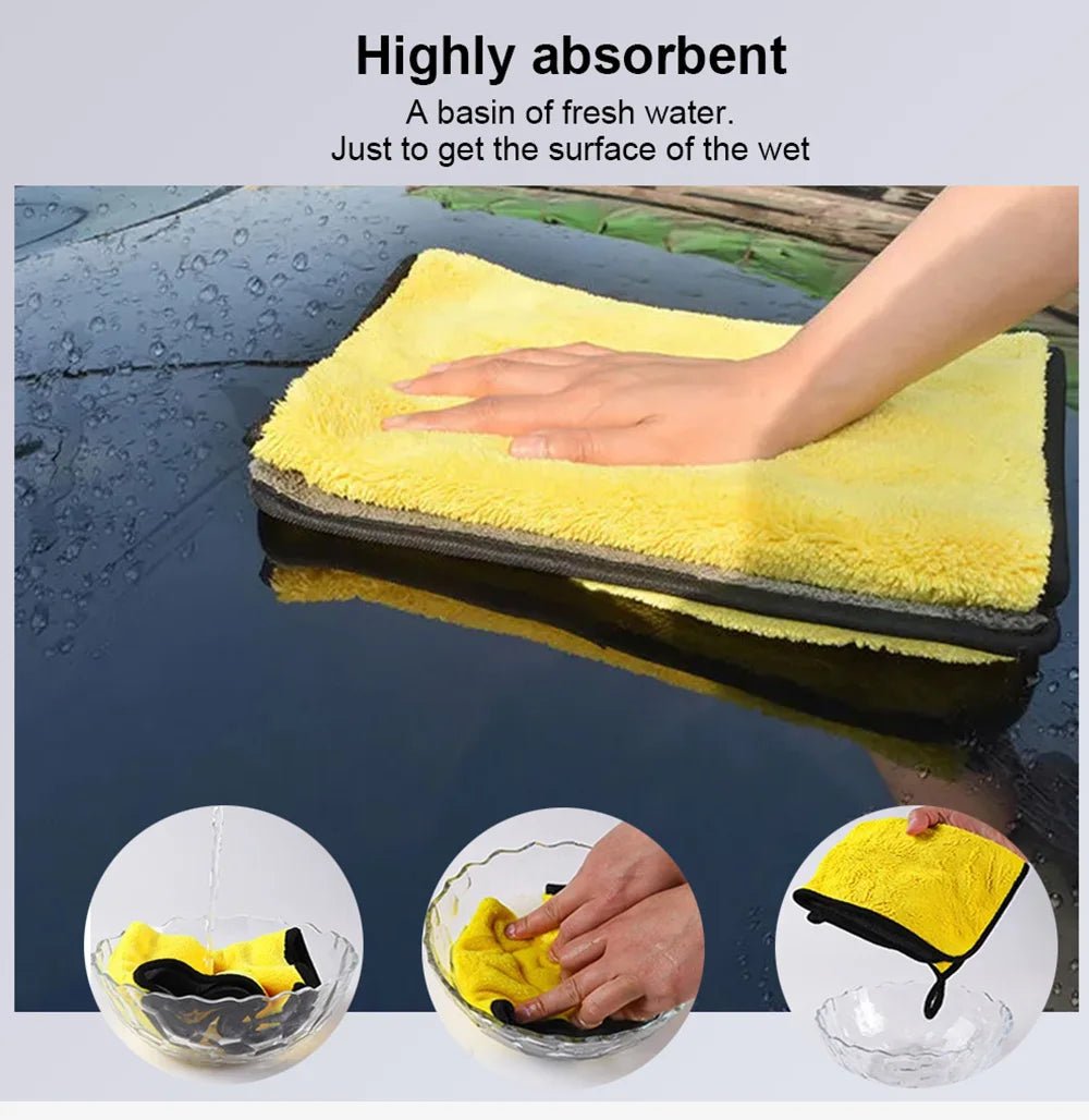 3/5/10Pcs Car Wash Microfiber Towel 30x30/60CM Car Cleaning Drying Cloth Hemming Car Care Cloth Detailing Car Wash Towel - Itzyeshop