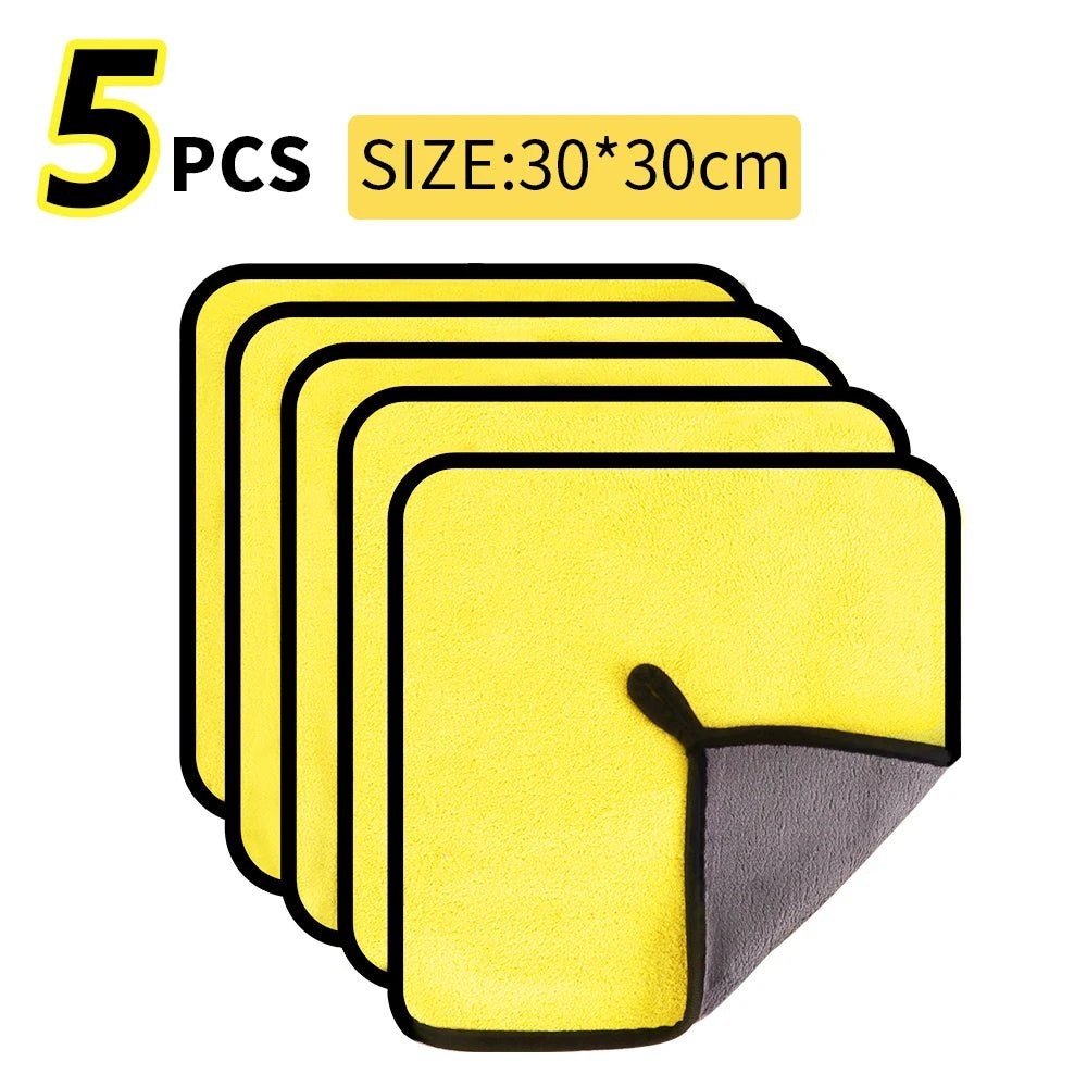 3/5/10Pcs Car Wash Microfiber Towel 30x30/60CM Car Cleaning Drying Cloth Hemming Car Care Cloth Detailing Car Wash Towel - Itzyeshop