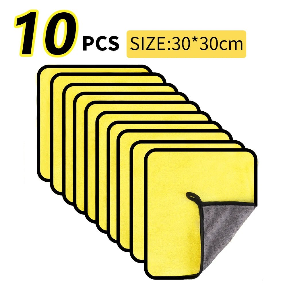 3/5/10Pcs Car Wash Microfiber Towel 30x30/60CM Car Cleaning Drying Cloth Hemming Car Care Cloth Detailing Car Wash Towel - Itzyeshop