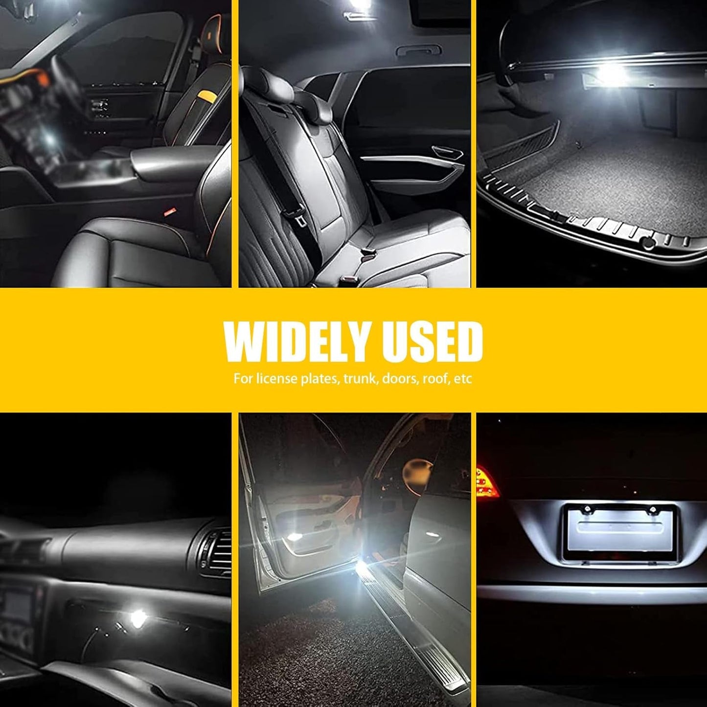 42 PCS Car T10 31Mm 36Mm 41Mm LED Interior Lights Kit, Width Indicator Light Double Pointed Reading Light License Plate Light, Universal Non - Destructive Installation Bulbs for Car (White) - Itzyeshop