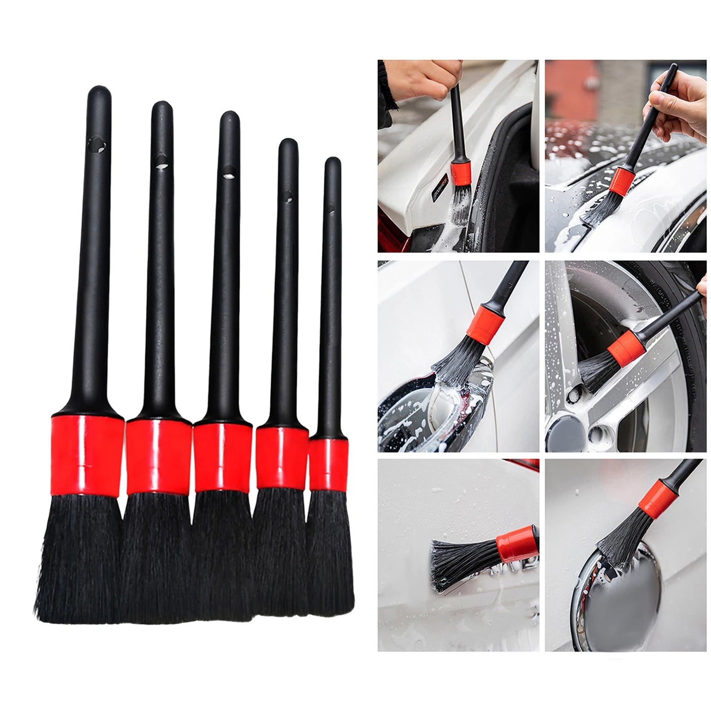 5 Sizes Auto Car Detailing Brushes Kit for Wheels Engine Console Dashboard Interior Exterior Cleaning Brushes Car Detail Brush - Itzyeshop