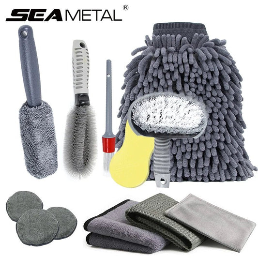 6/12pcs Car Cleaning Set Car Detailing Brush Towel Glove Auto Dashboard Air Outlet Cleaning Tools Kits for Car Wash Accessories - Itzyeshop