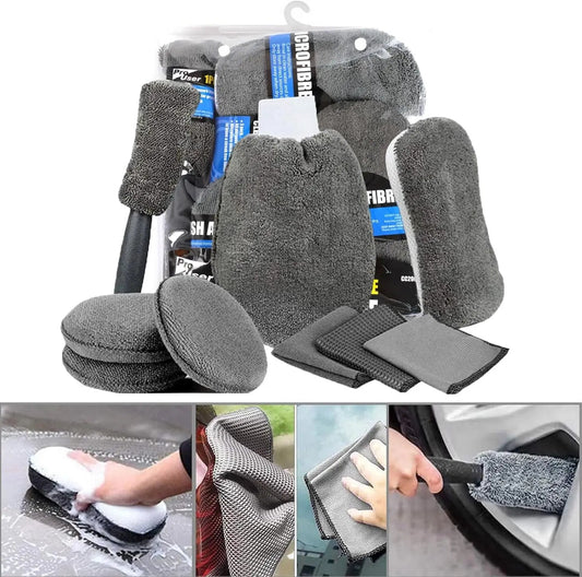 9Pcs Car Cleaning Kit Car Wash Cleaning Tools Microfiber Car Detailing Cleaning Set for Interior Exterior Car Washing - Itzyeshop