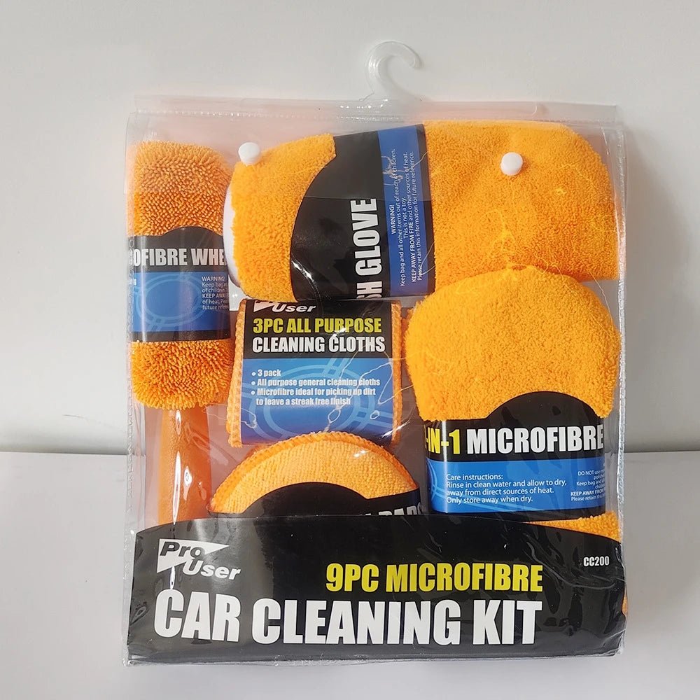 9Pcs Car Cleaning Kit Car Wash Cleaning Tools Microfiber Car Detailing Cleaning Set for Interior Exterior Car Washing - Itzyeshop