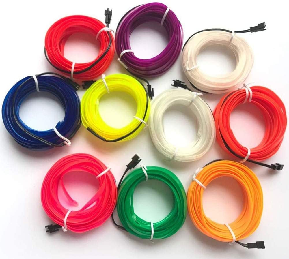 El Wire Car LED Interior Lights, Neon Glowing Strobing Electroluminescent Wire Lights for Car Decorations(5M/16Ft, Red)