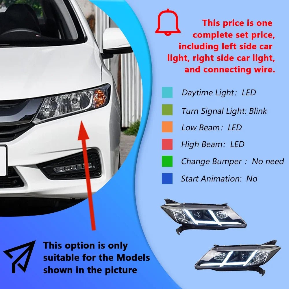 Auto Headlights For Honda City 2015 - 2019 LED Car Front Lamps Assembly Upgrade High Quality Projector Lens Tool Accessories - Itzyeshop