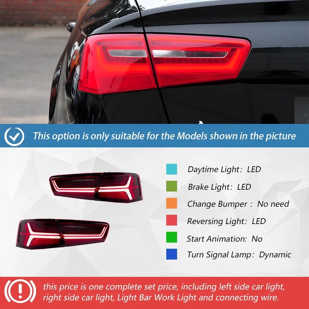 Auto Taillights Assembly for Audi A6 C7 A6L S6 2012 - 2015 Led Car Rear Lamps Upgrade Fishbone Style Taillight Accessories - Itzyeshop