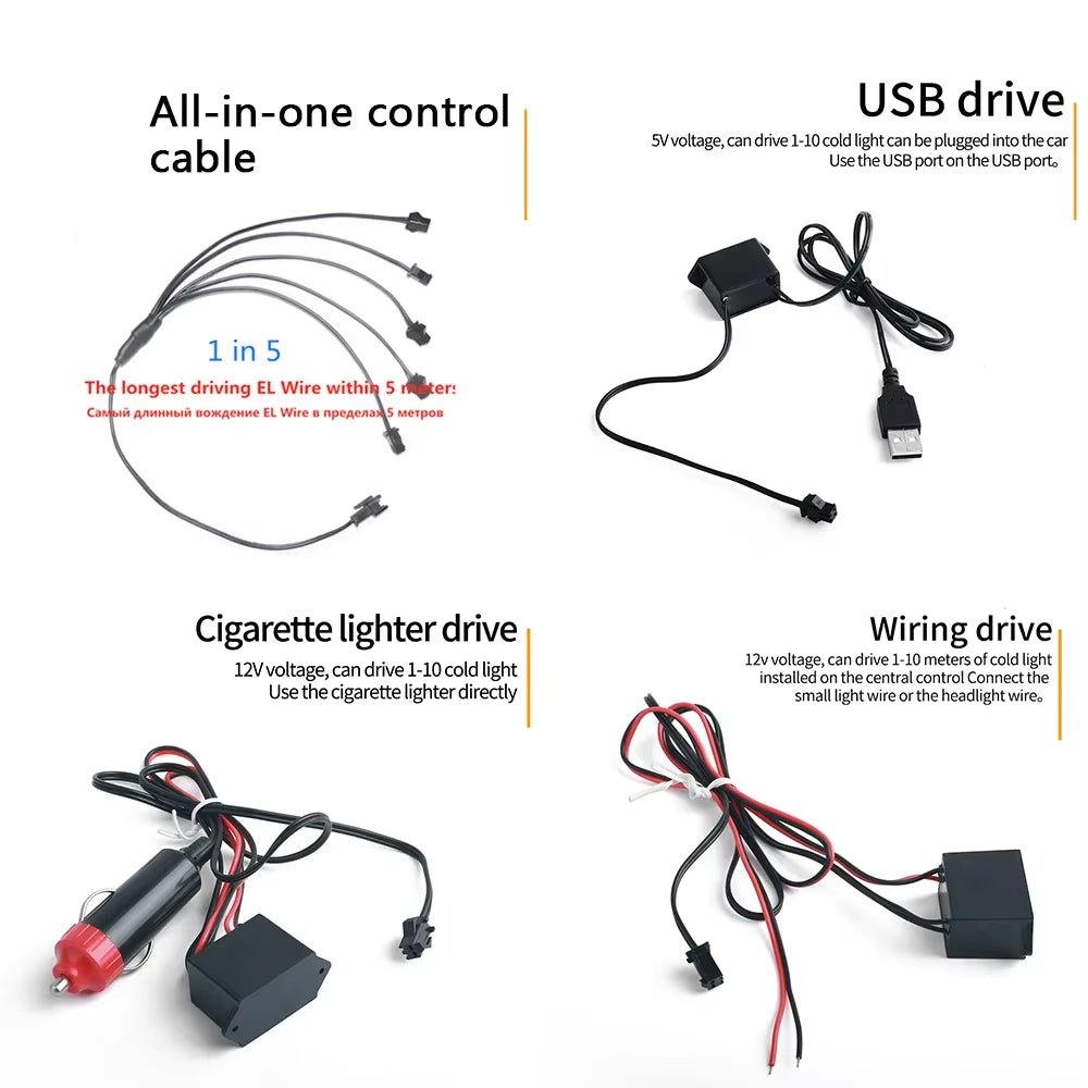 Car Interior Lights Ambient Lights 1M 3M 5M LED Flexible Neon Lighting String Lights for Car Interior Dashboard Door Decoration - Itzyeshop