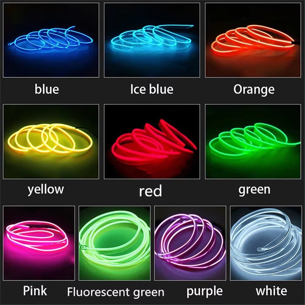 Car Interior Lights Ambient Lights 1M 3M 5M LED Flexible Neon Lighting String Lights for Car Interior Dashboard Door Decoration - Itzyeshop