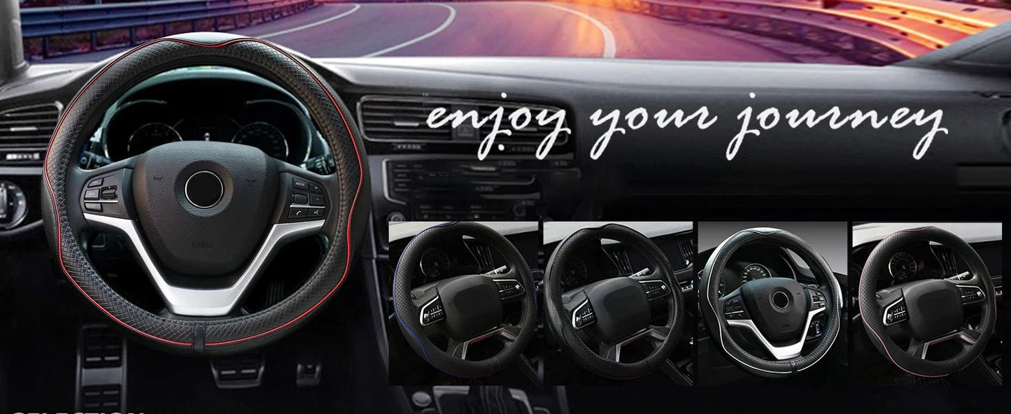 Car Steering Wheel Cover, Anti - Slip, Safety, Soft, Breathable, Heavy Duty, Thick, Full Surround, Sports Style - Itzyeshop