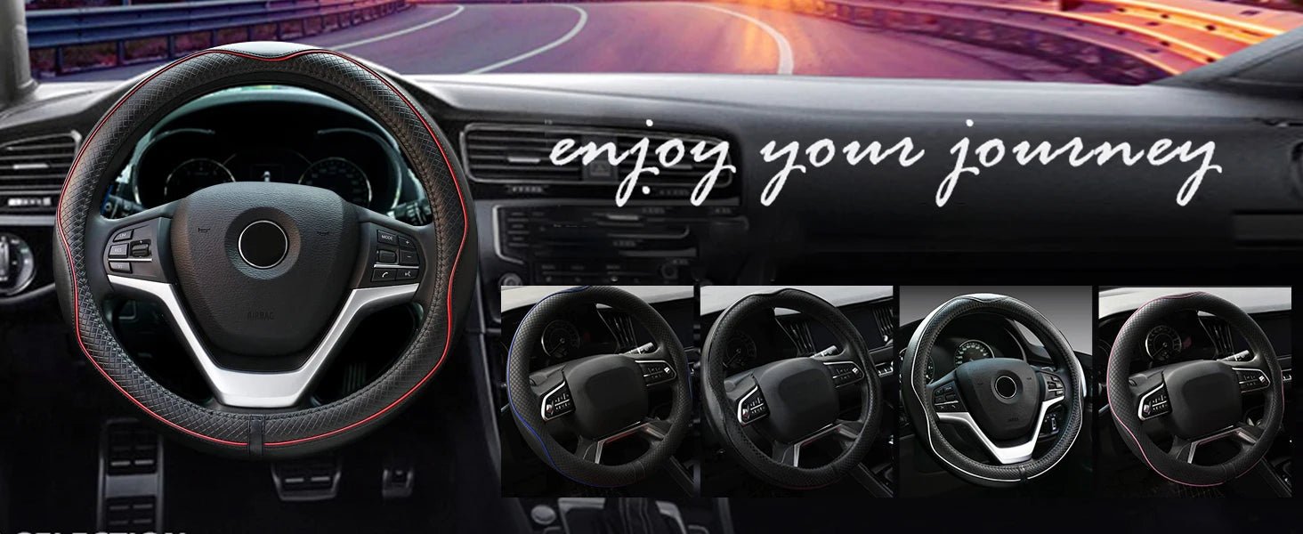 Car Steering Wheel Cover, Anti - Slip, Safety, Soft, Breathable, Heavy Duty, Thick, Full Surround, Sports Style - Itzyeshop