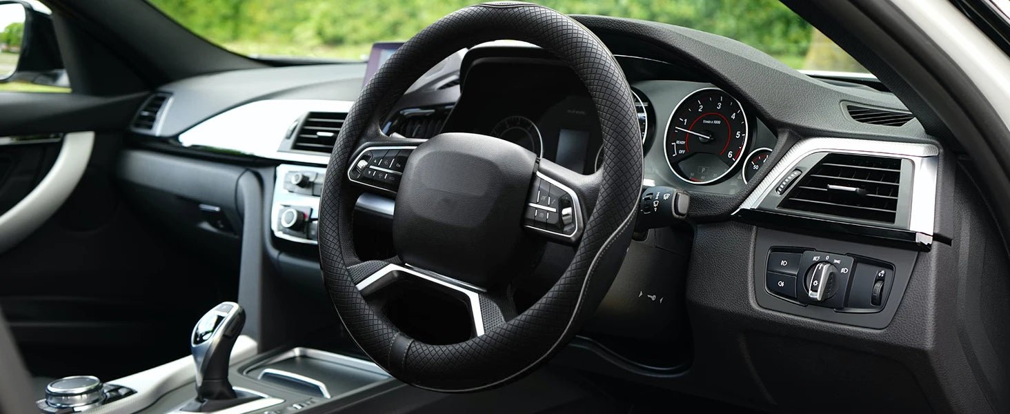 Car Steering Wheel Cover, Anti - Slip, Safety, Soft, Breathable, Heavy Duty, Thick, Full Surround, Sports Style - Itzyeshop