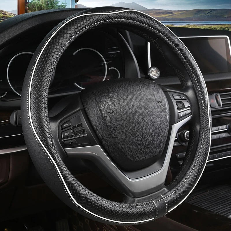 Car Steering Wheel Cover, Anti - Slip, Safety, Soft, Breathable, Heavy Duty, Thick, Full Surround, Sports Style - Itzyeshop