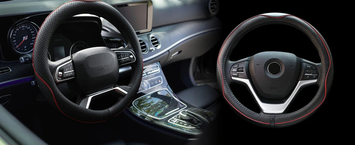 Car Steering Wheel Cover, Anti - Slip, Safety, Soft, Breathable, Heavy Duty, Thick, Full Surround, Sports Style - Itzyeshop
