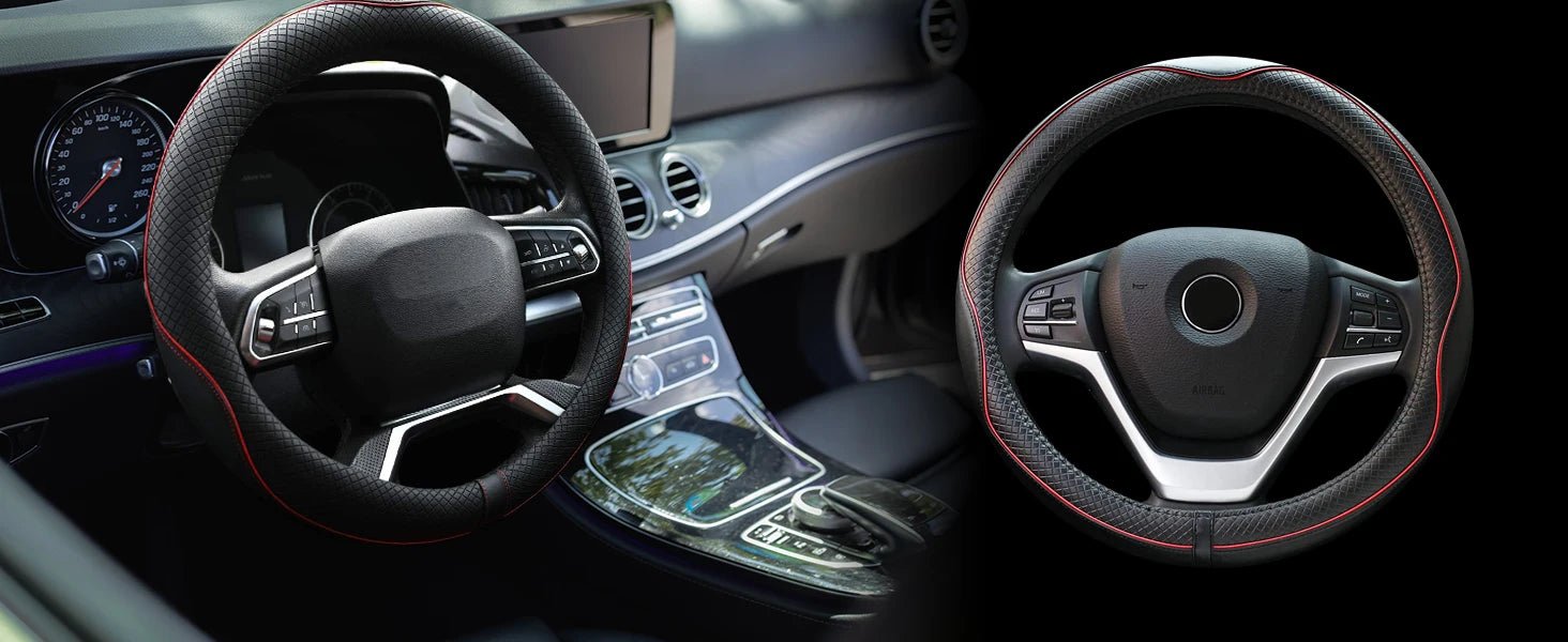 Car Steering Wheel Cover, Anti - Slip, Safety, Soft, Breathable, Heavy Duty, Thick, Full Surround, Sports Style - Itzyeshop