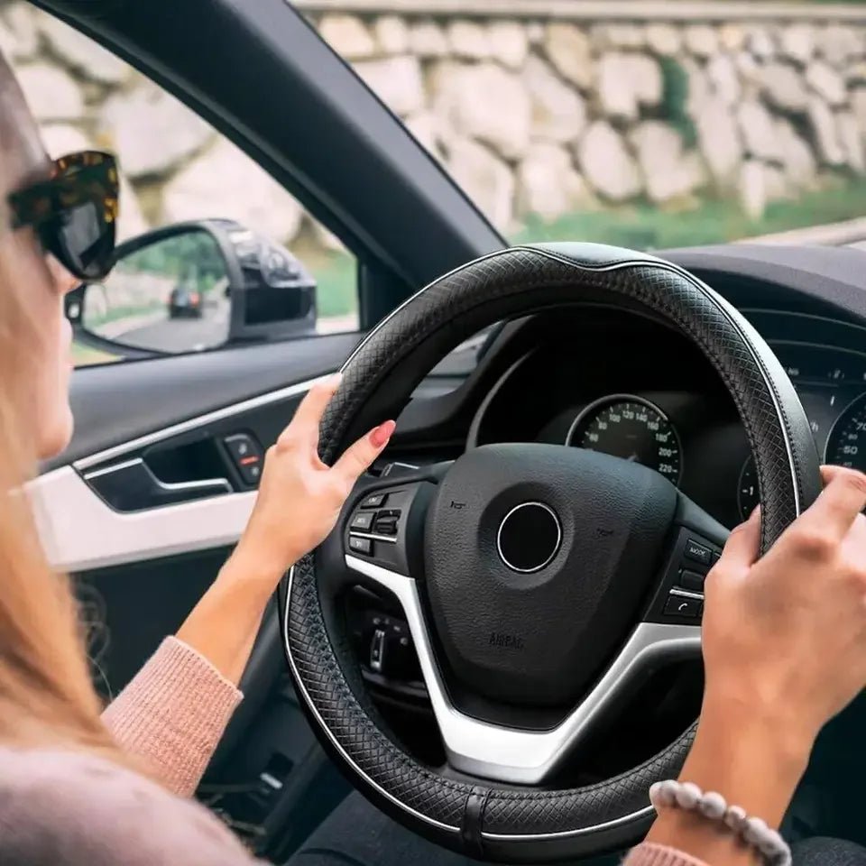 Car Steering Wheel Cover, Anti - Slip, Safety, Soft, Breathable, Heavy Duty, Thick, Full Surround, Sports Style - Itzyeshop