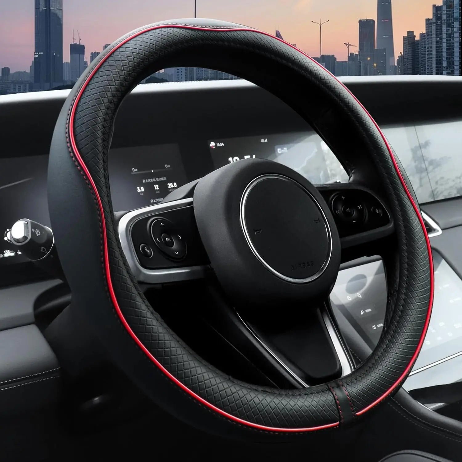 Car Steering Wheel Cover, Anti - Slip, Safety, Soft, Breathable, Heavy Duty, Thick, Full Surround, Sports Style - Itzyeshop
