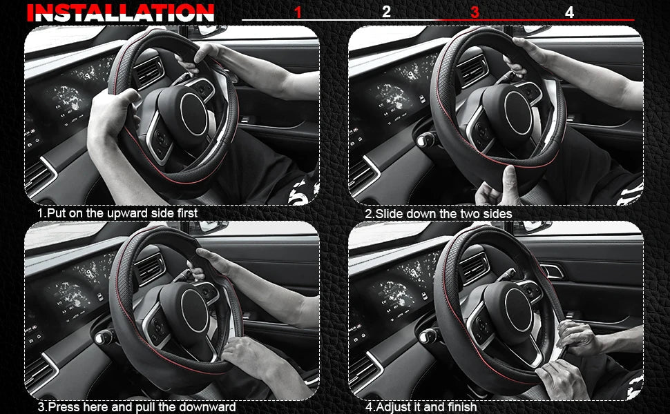 Car Steering Wheel Cover, Anti - Slip, Safety, Soft, Breathable, Heavy Duty, Thick, Full Surround, Sports Style - Itzyeshop