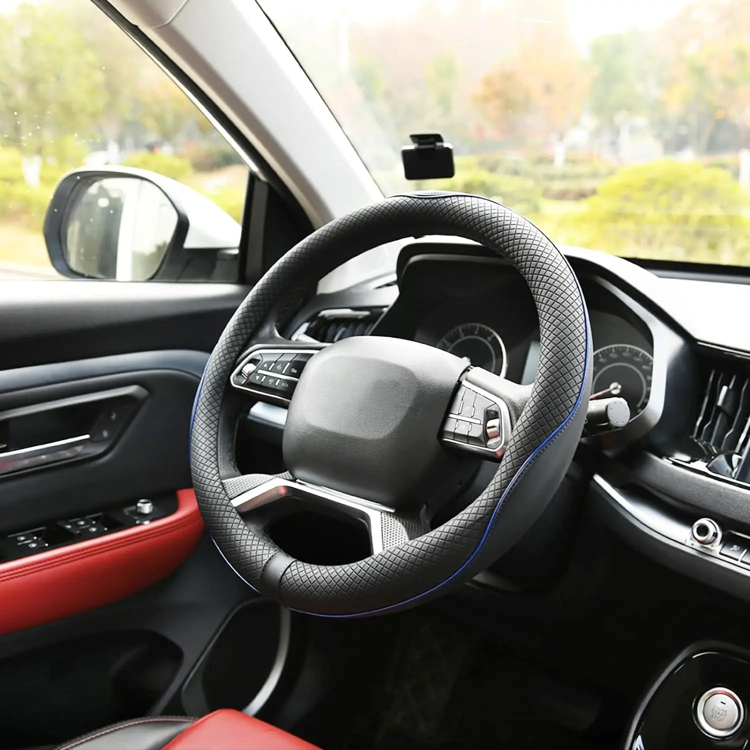 Car Steering Wheel Cover, Anti - Slip, Safety, Soft, Breathable, Heavy Duty, Thick, Full Surround, Sports Style - Itzyeshop