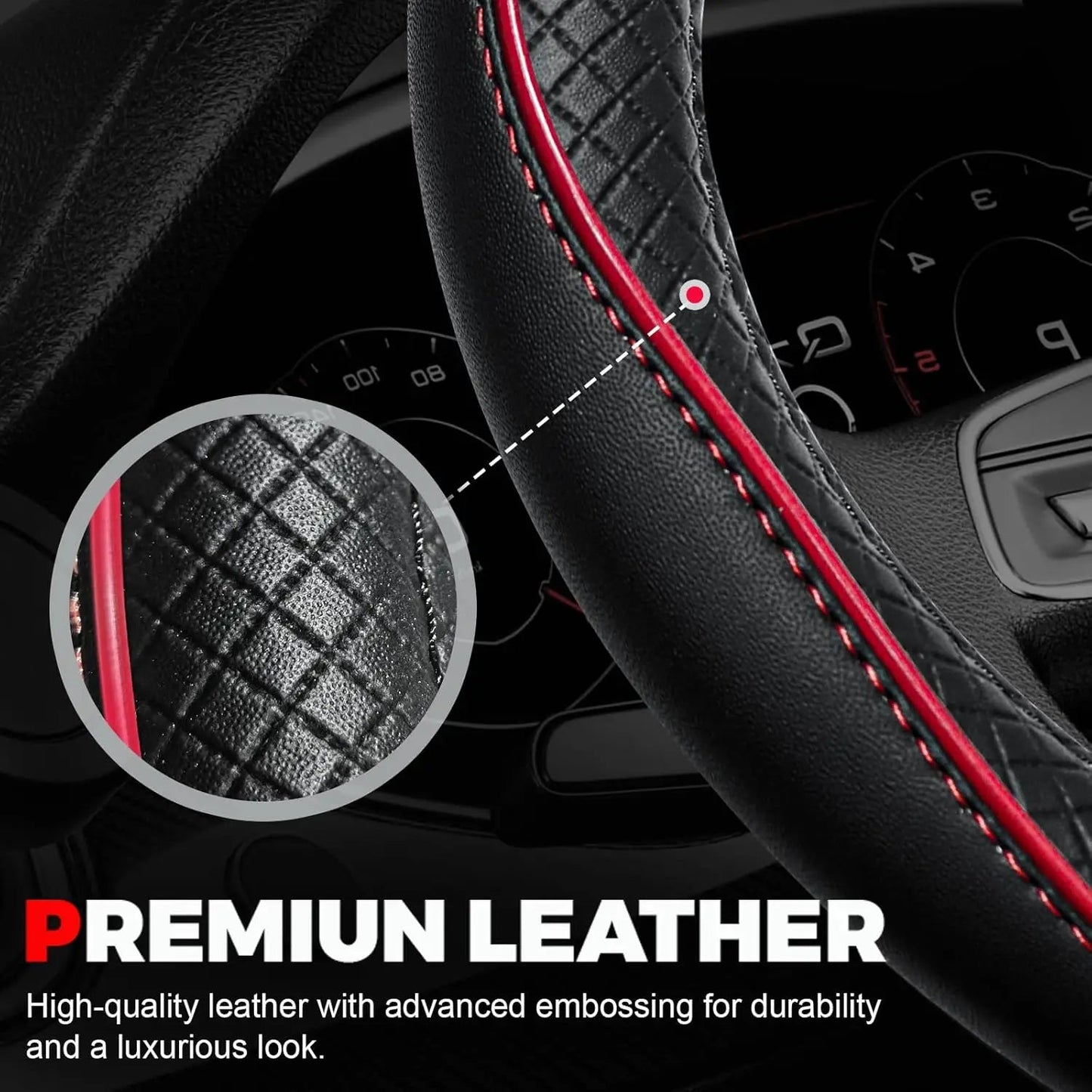 Car Steering Wheel Cover, Anti - Slip, Safety, Soft, Breathable, Heavy Duty, Thick, Full Surround, Sports Style - Itzyeshop