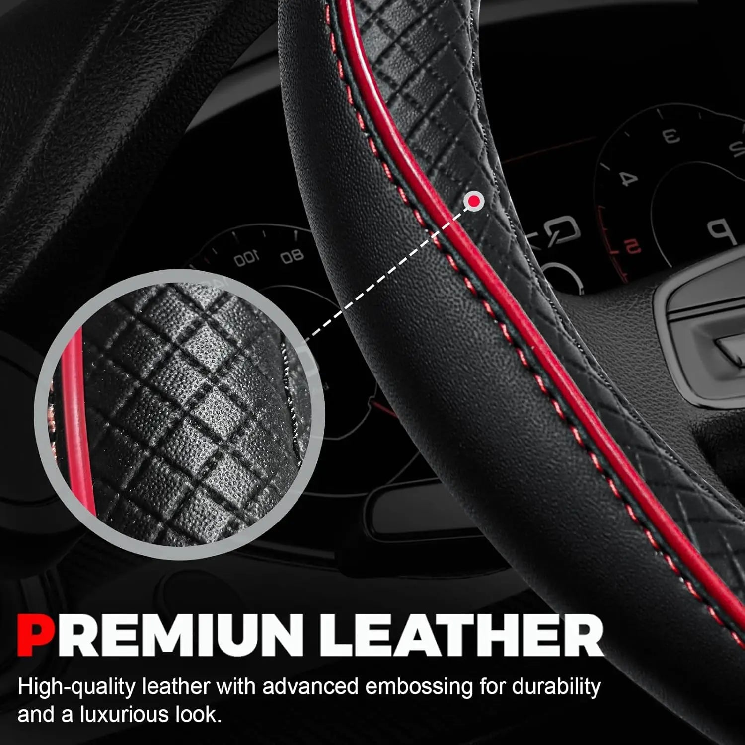 Car Steering Wheel Cover, Anti - Slip, Safety, Soft, Breathable, Heavy Duty, Thick, Full Surround, Sports Style - Itzyeshop