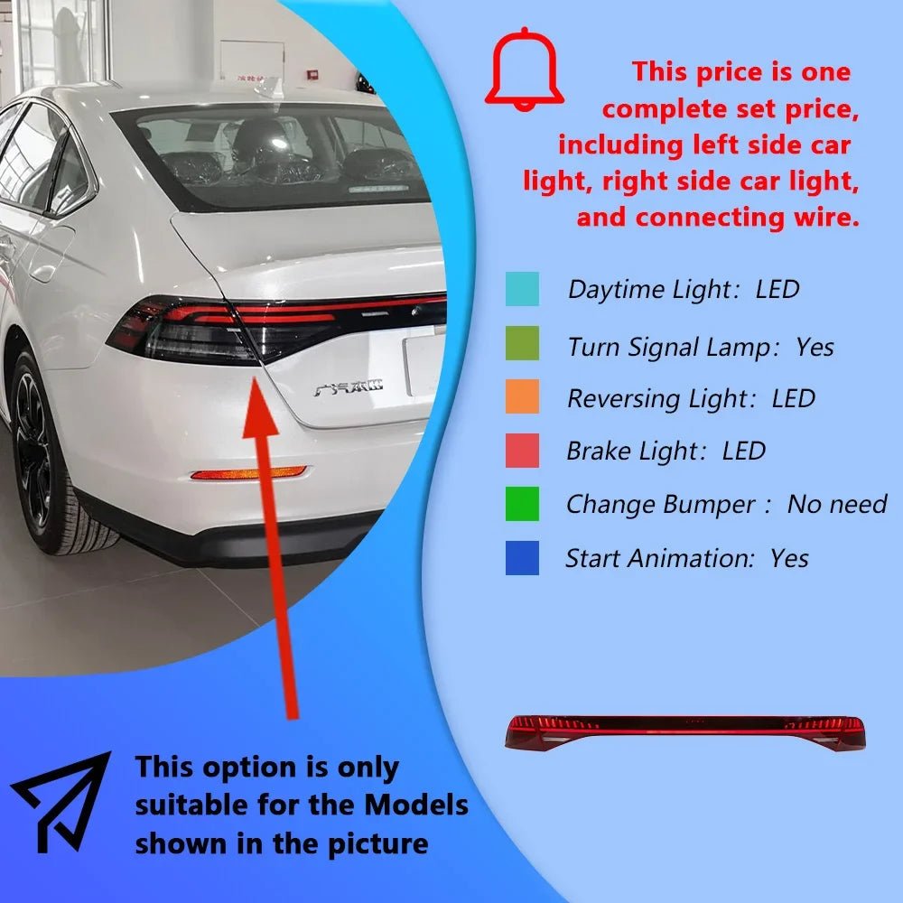 Car Taillights Assembly For Honda Accord 2023 - 2025 Auto Back Lamps Upgrade LED Dynamic Through Taillights Tools Accessories - Itzyeshop