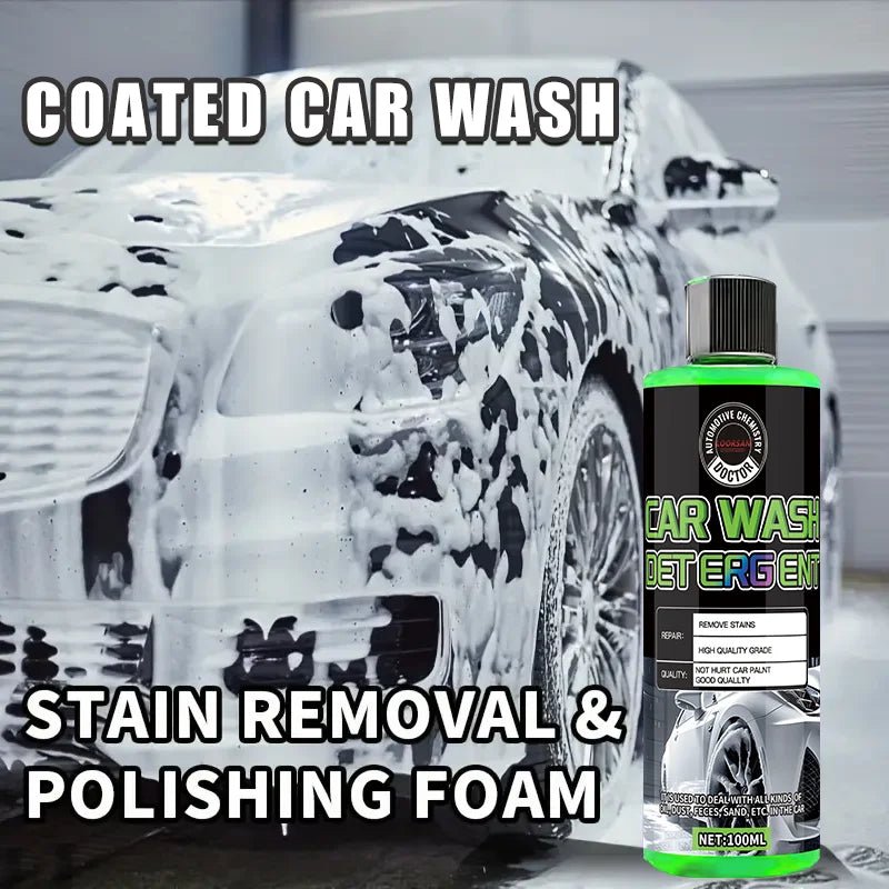 Car Wash Detergent - 100ML, No Water Marks, Rich Foam, Professional Stain Removal, Safe for All Car Surfaces, Friendly - Itzyeshop