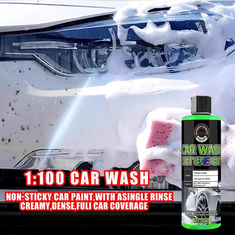 Car Wash Detergent - 100ML, No Water Marks, Rich Foam, Professional Stain Removal, Safe for All Car Surfaces, Friendly - Itzyeshop
