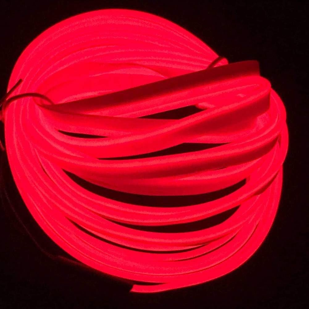 El Wire Car LED Interior Lights, Neon Glowing Strobing Electroluminescent Wire Lights for Car Decorations(5M/16Ft, Red) - Itzyeshop