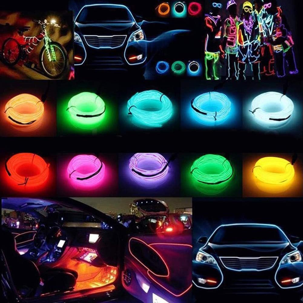 El Wire Car LED Interior Lights, Neon Glowing Strobing Electroluminescent Wire Lights for Car Decorations(5M/16Ft, Red) - Itzyeshop