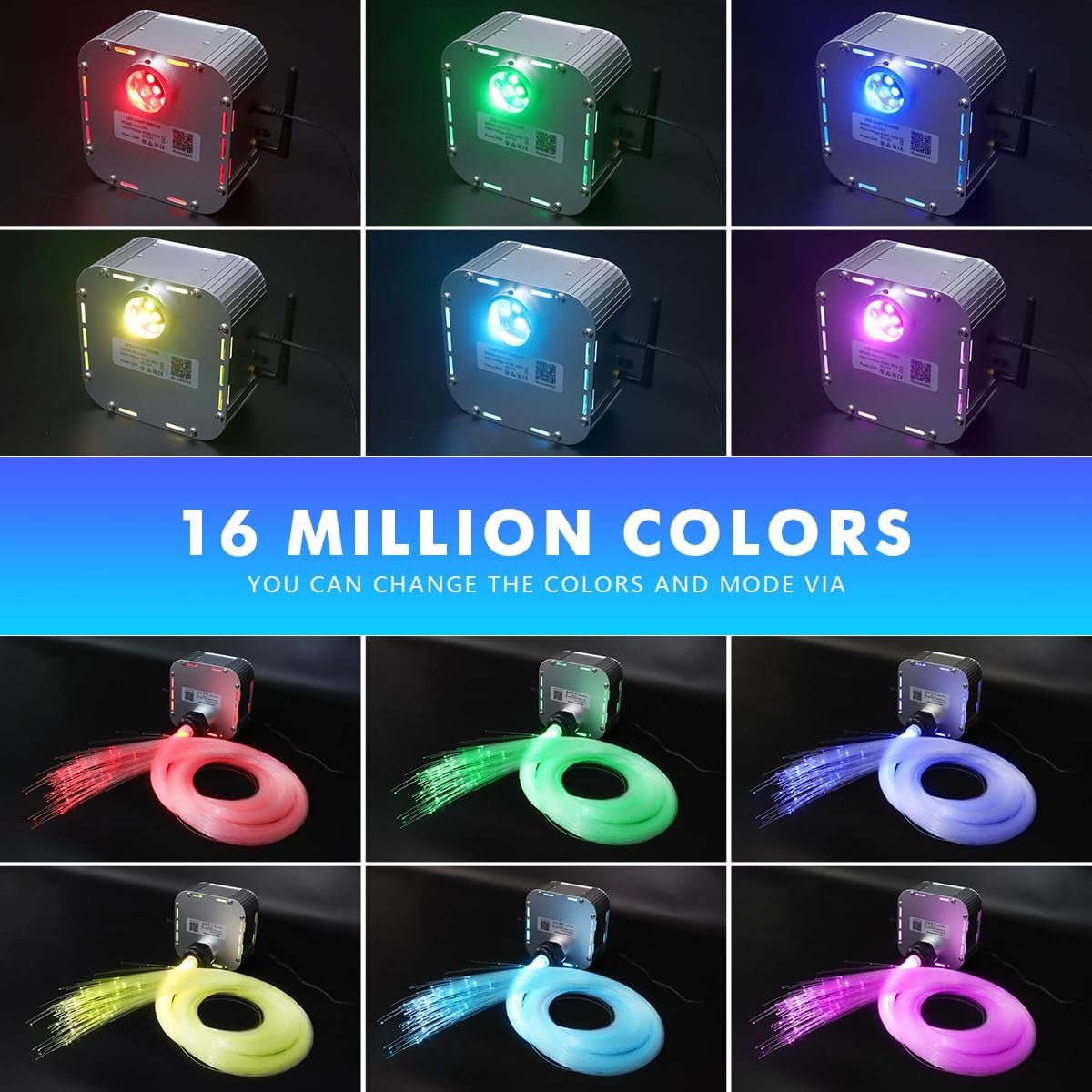 High Brightness 32W Twinkle Fiber Optic Lights Starlight Headliner Kit 800PCS 0.03In+0.04In+0.06In 16.4Ft Fibers RGBW Sound Activated APP Remote Control for Car Home Roof Ceiling Decoration - Itzyeshop