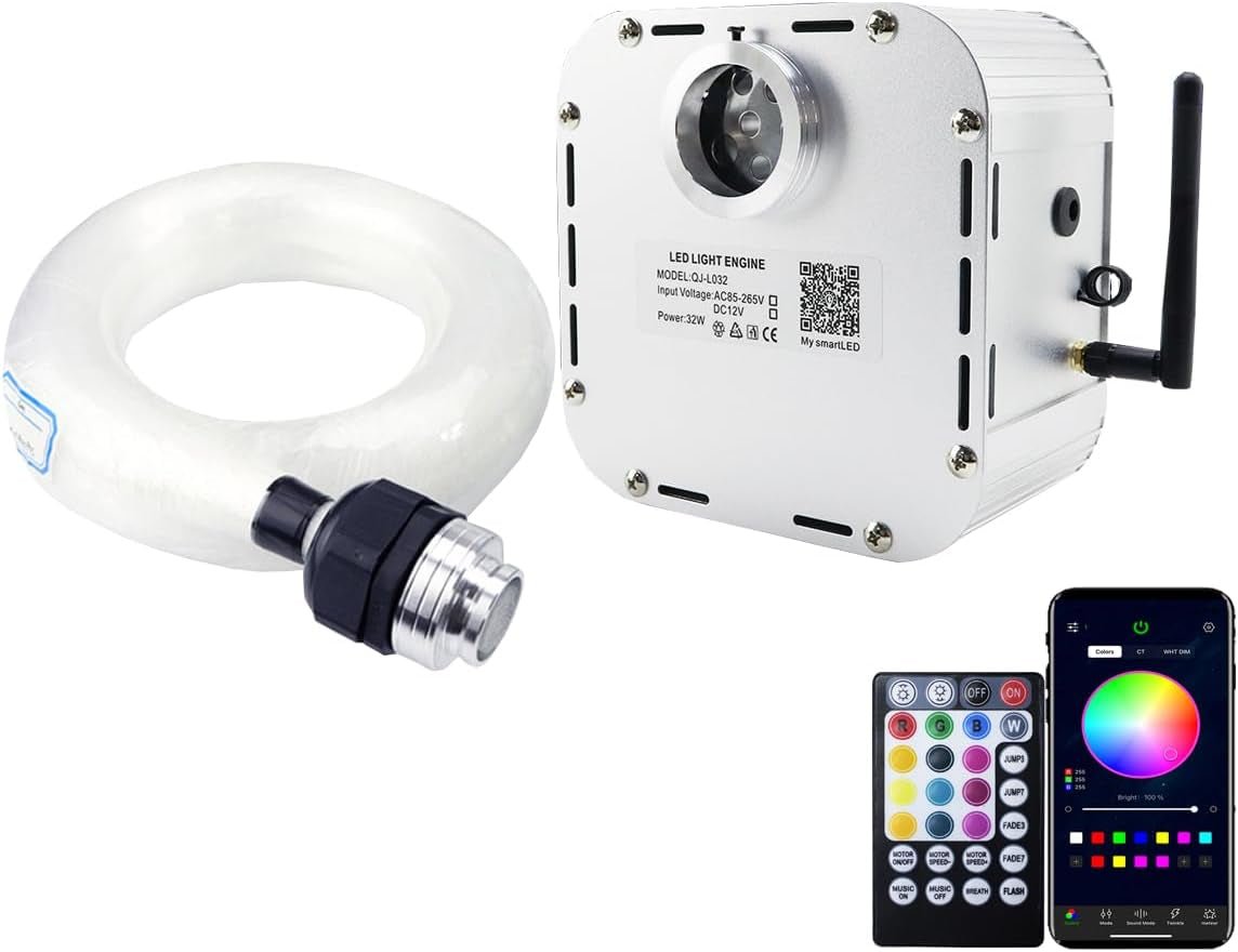 High Brightness 32W Twinkle Fiber Optic Lights Starlight Headliner Kit 800PCS 0.03In+0.04In+0.06In 16.4Ft Fibers RGBW Sound Activated APP Remote Control for Car Home Roof Ceiling Decoration - Itzyeshop