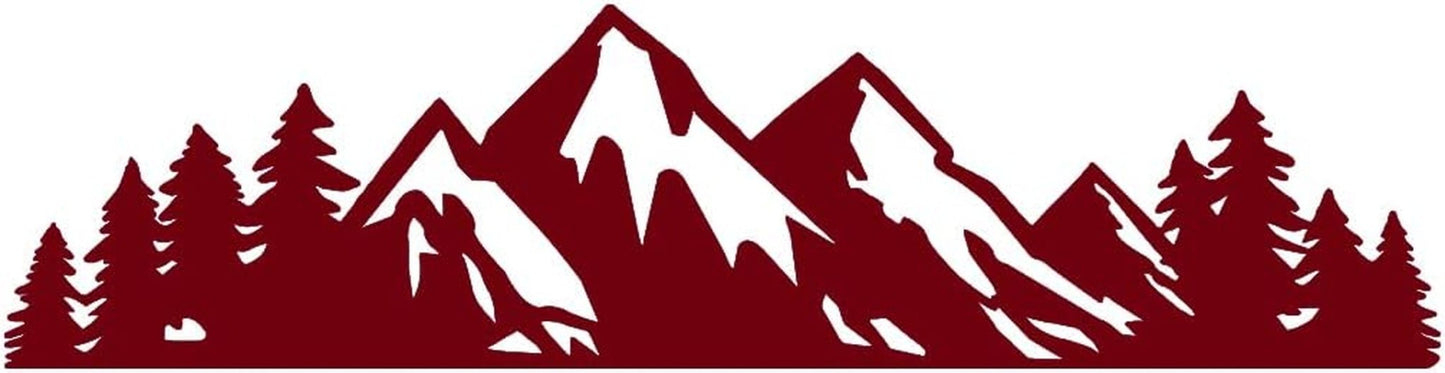 Mountain Tree Forest Vinyl Decal for Car (Burgundy) (Set of 2) RV Camper Waterproof Small Mountain Car for Bumper Door Panel Car Decal Laptop Tuber Wall Window Phone Mug Accessory Decoration - Itzyeshop