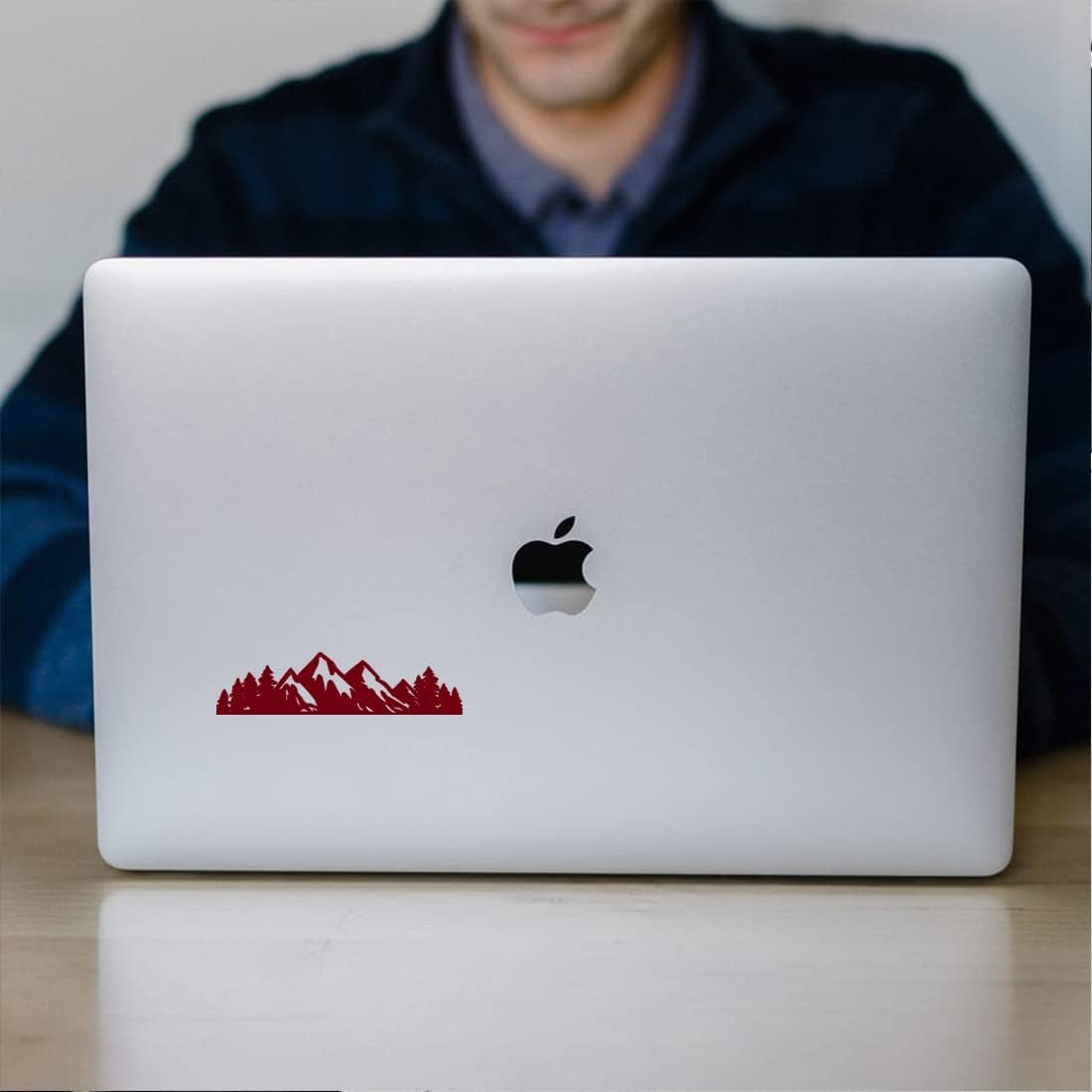 Mountain Tree Forest Vinyl Decal for Car (Burgundy) (Set of 2) RV Camper Waterproof Small Mountain Car for Bumper Door Panel Car Decal Laptop Tuber Wall Window Phone Mug Accessory Decoration - Itzyeshop