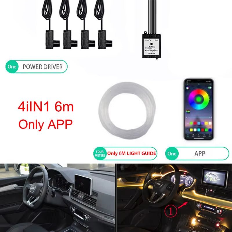 Neon Car LED Interior Lights RGB Ambient Light Fiber Optic Kit with APP Wireless Control LED Auto Atmosphere Decorative Lamp - Itzyeshop