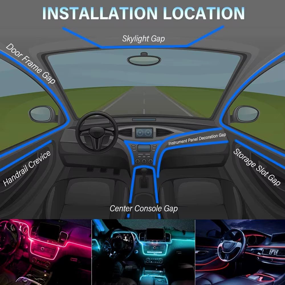 Neon Car LED Interior Lights RGB Ambient Light Fiber Optic Kit with APP Wireless Control LED Auto Atmosphere Decorative Lamp - Itzyeshop