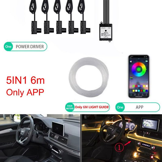 Neon Car LED Interior Lights RGB Ambient Light Fiber Optic Kit with APP Wireless Control LED Auto Atmosphere Decorative Lamp - Itzyeshop