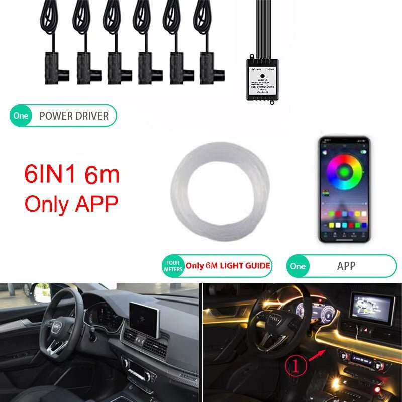 Neon Car LED Interior Lights RGB Ambient Light Fiber Optic Kit with APP Wireless Control LED Auto Atmosphere Decorative Lamp - Itzyeshop